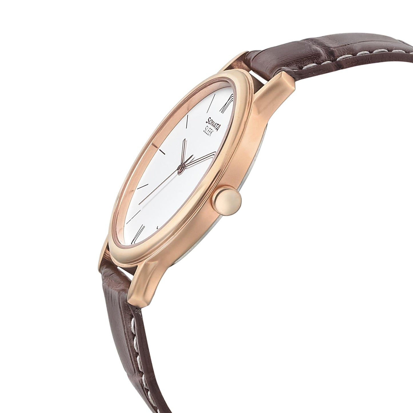 Sonata Quartz Analog White Dial Leather Strap Watch for Men
