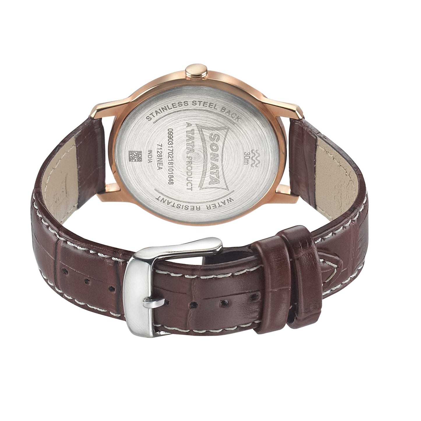 Sonata Quartz Analog White Dial Leather Strap Watch for Men