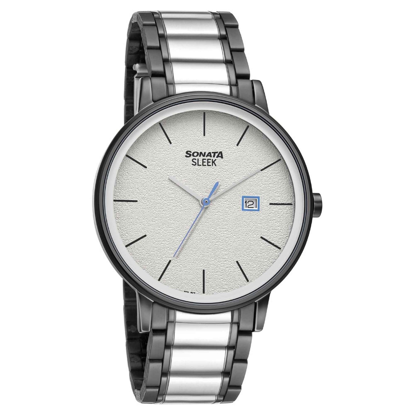 Sonata Quartz Analog with Date Stainless Steel Strap Watch for Men