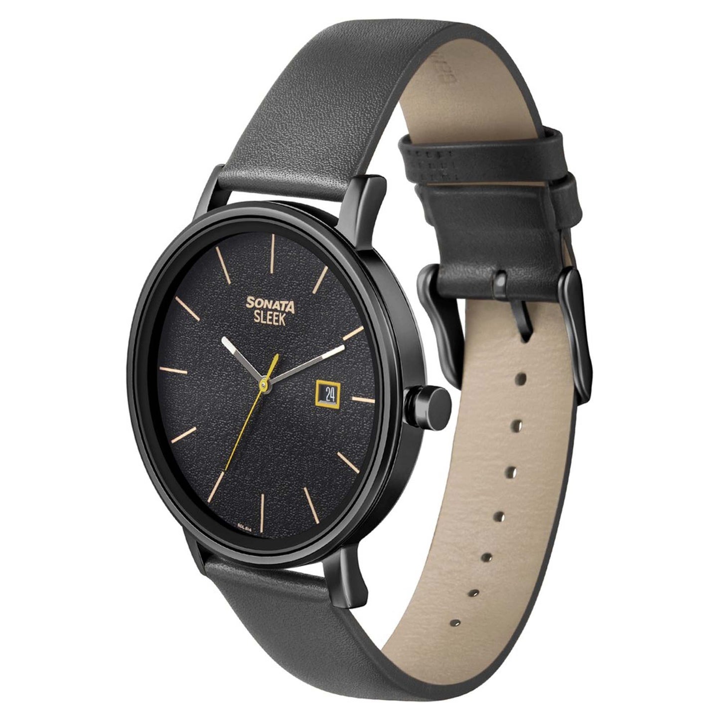 Sonata Quartz Analog with Date Leather Strap Watch for Men