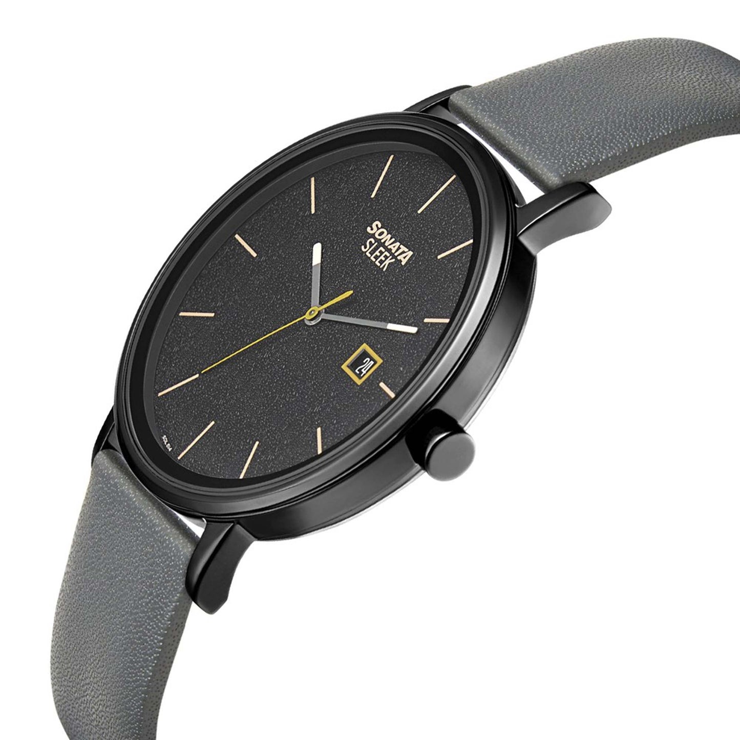 Sonata Quartz Analog with Date Leather Strap Watch for Men