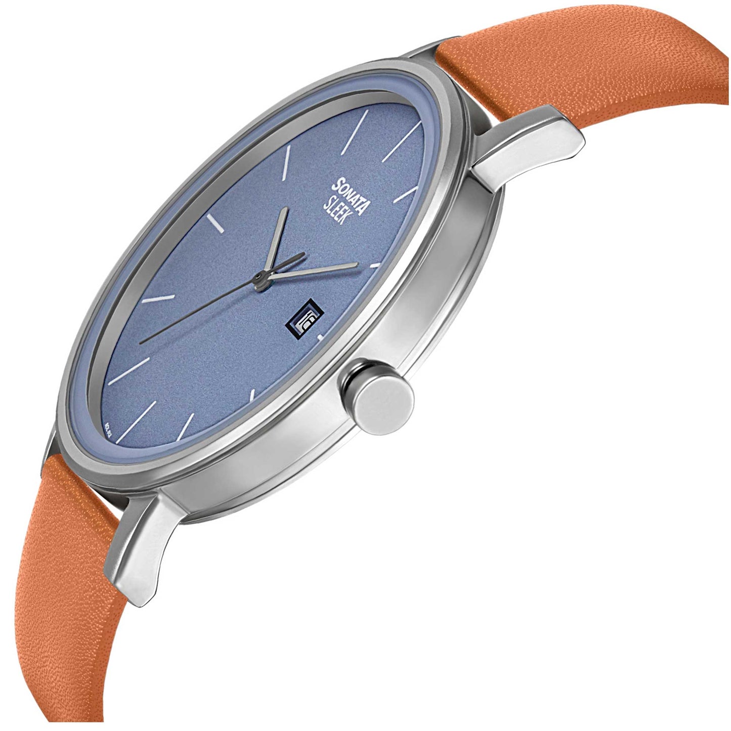 Sonata Quartz Analog with Date Leather Strap Watch for Men