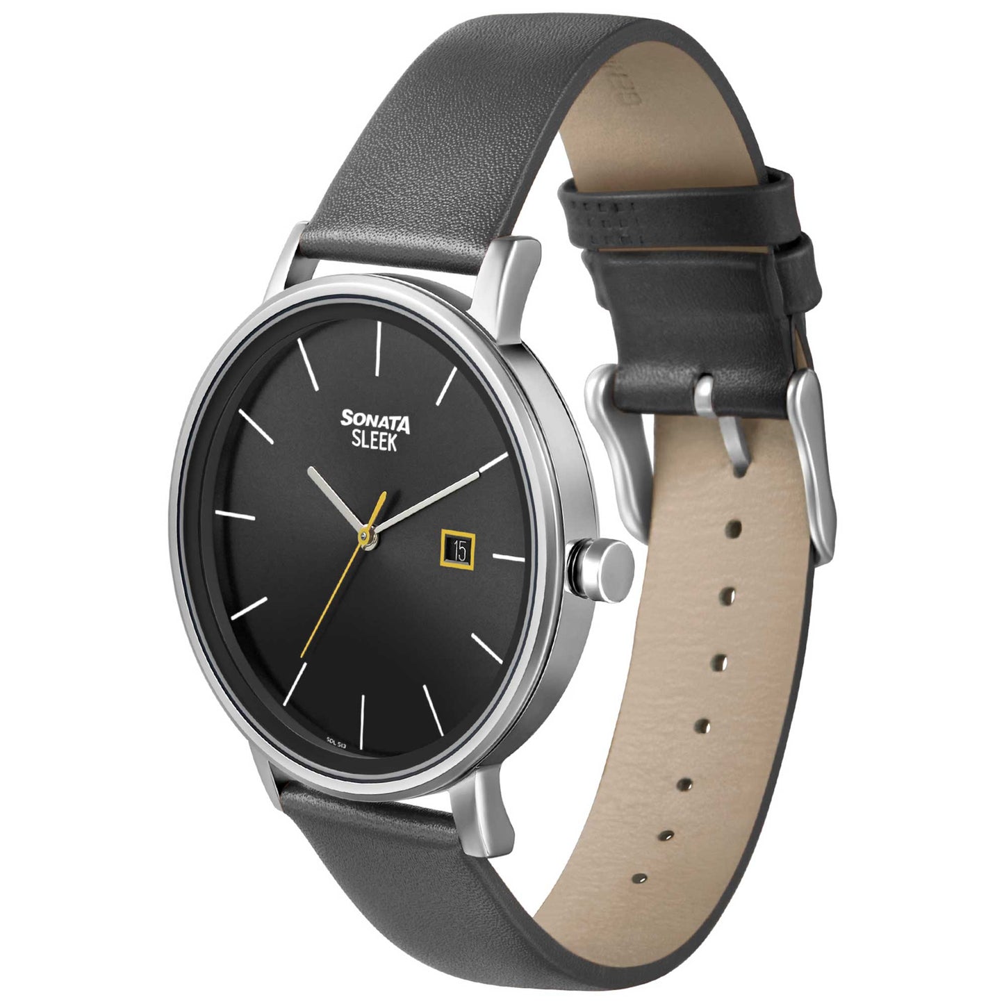 Sonata Quartz Analog with Date Leather Strap Watch for Men