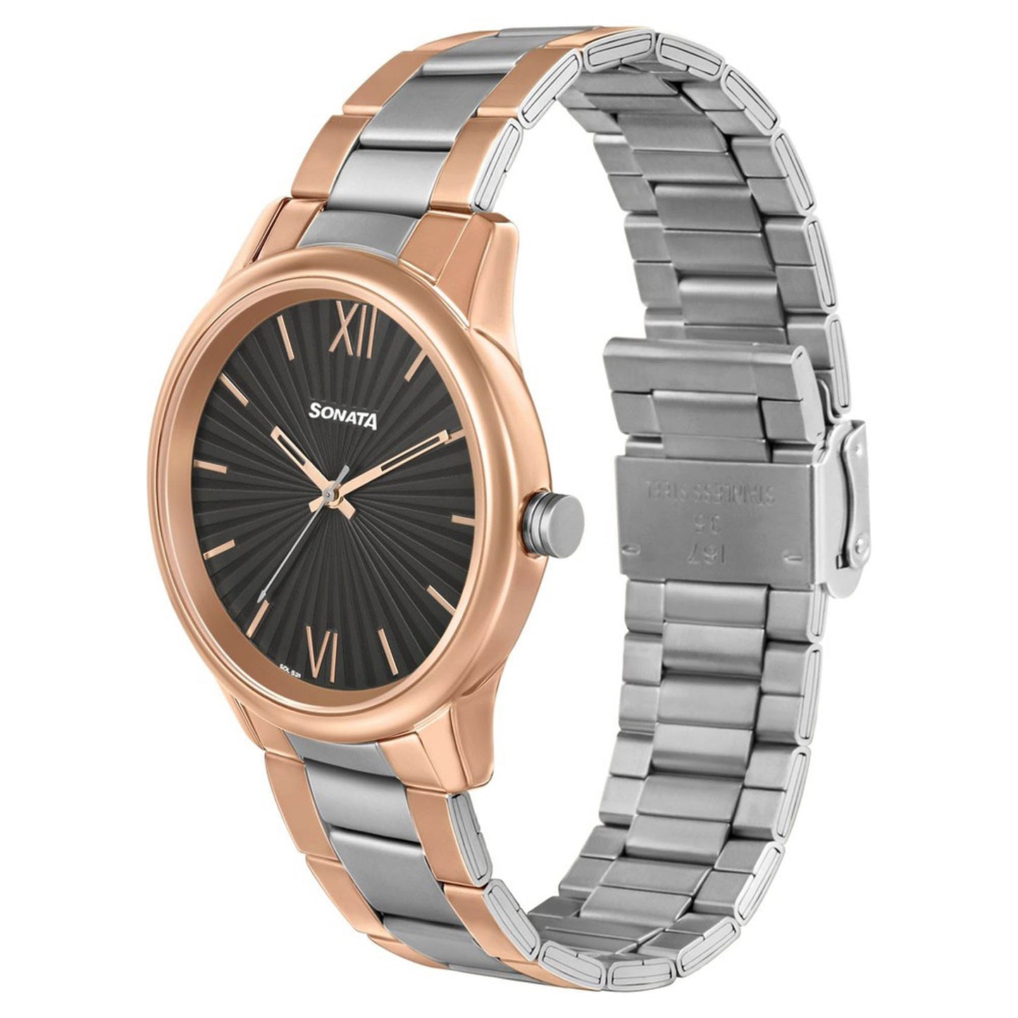 Sonata Quartz Analog Stainless Steel Strap Watch for Men