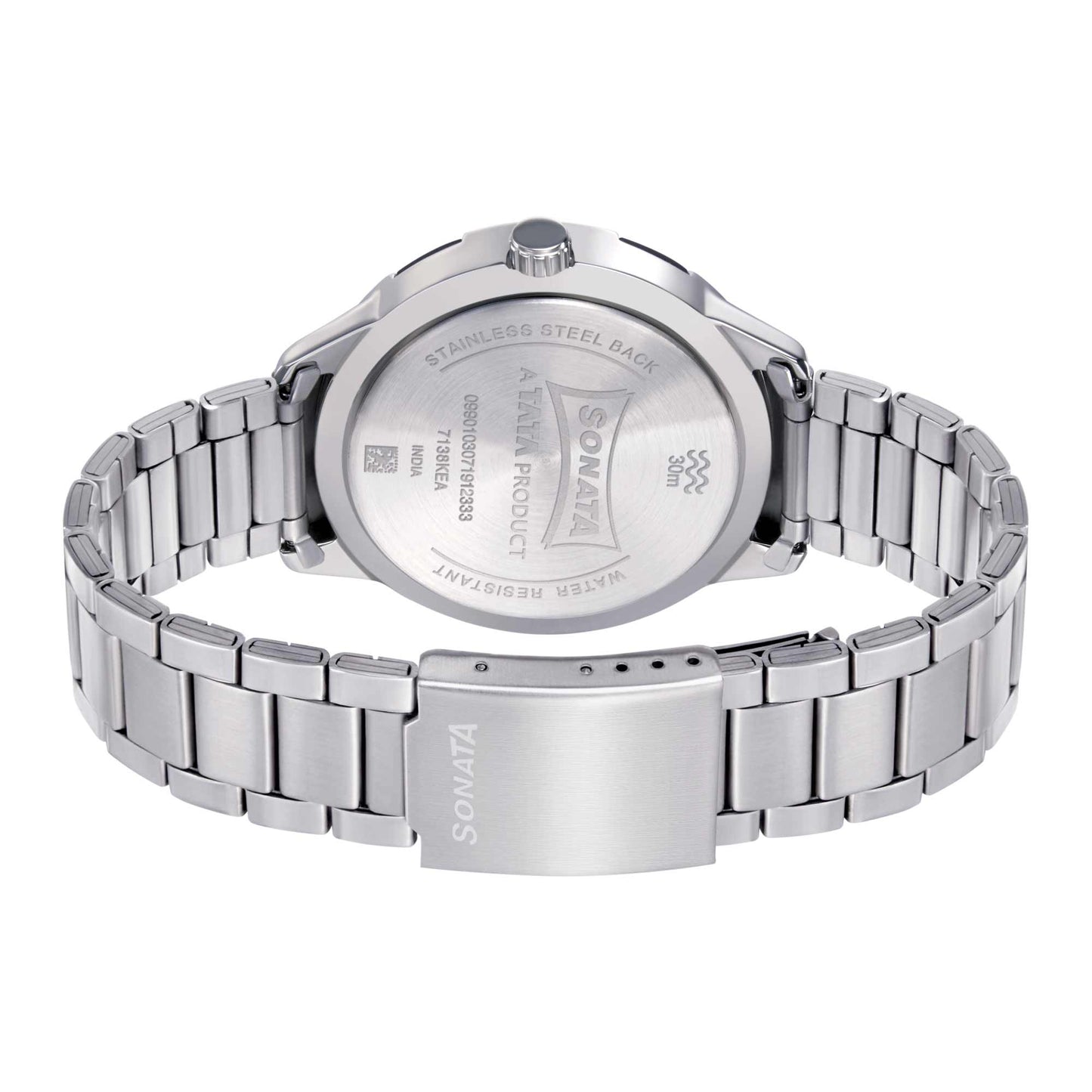 Sonata Quartz Analog with Day and Date Grey Dial Metal Strap Watch for Men