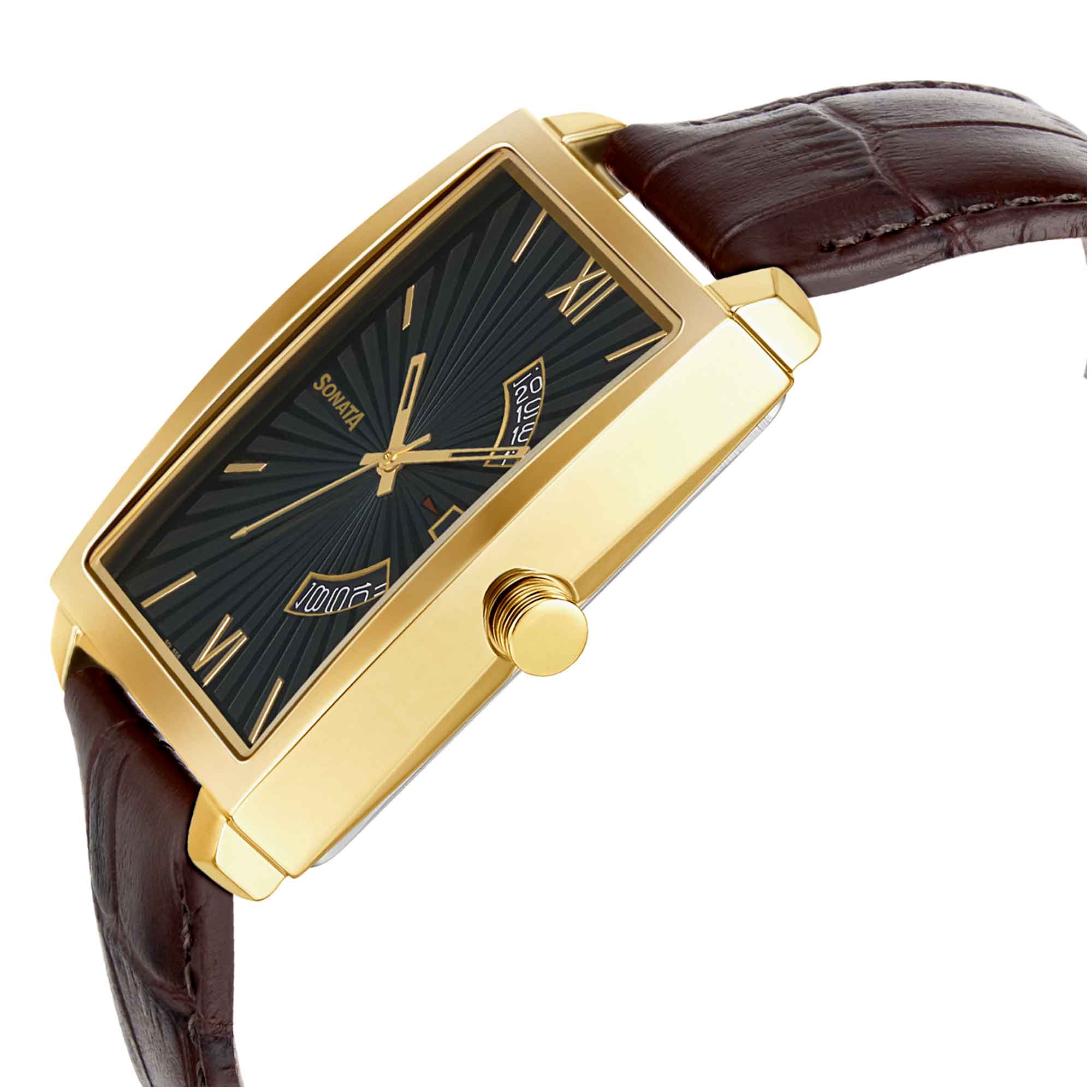 Sonata Quartz Analog Leather Strap Watch for Men