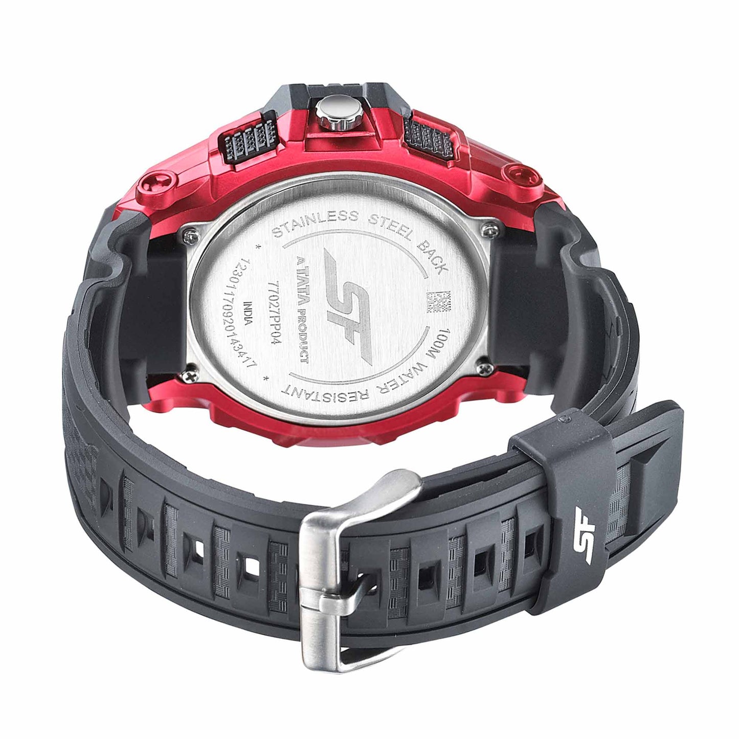 SF Quartz Digital Analog Digital Black Dial PU Strap Watch for Men