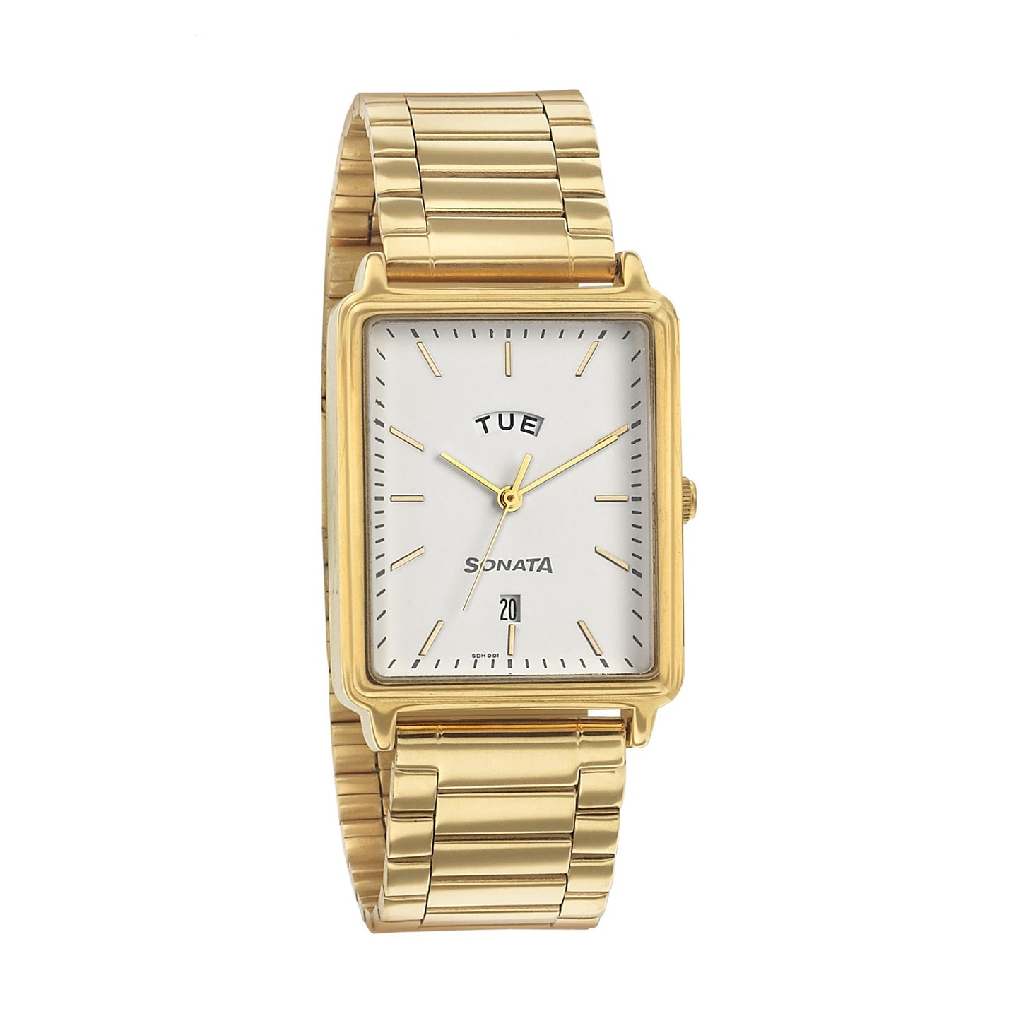 Sonata Quartz Analog with Day and Date White Dial Stainless Steel Strap Watch for Men