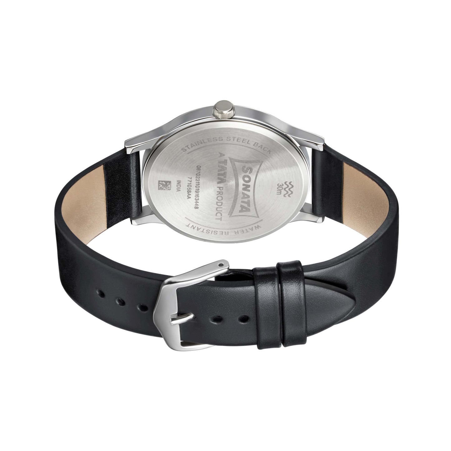 Sonata Quartz Analog White Dial Leather Strap Watch for Men