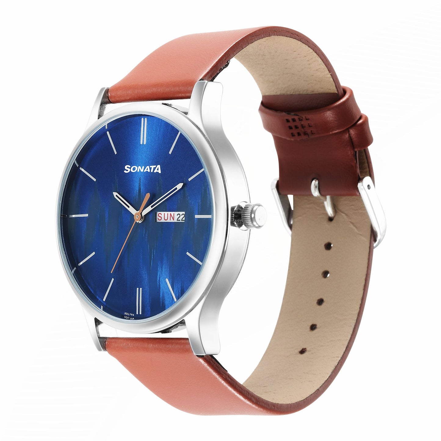 Knot Blue Dial Leather Strap Watch for Men