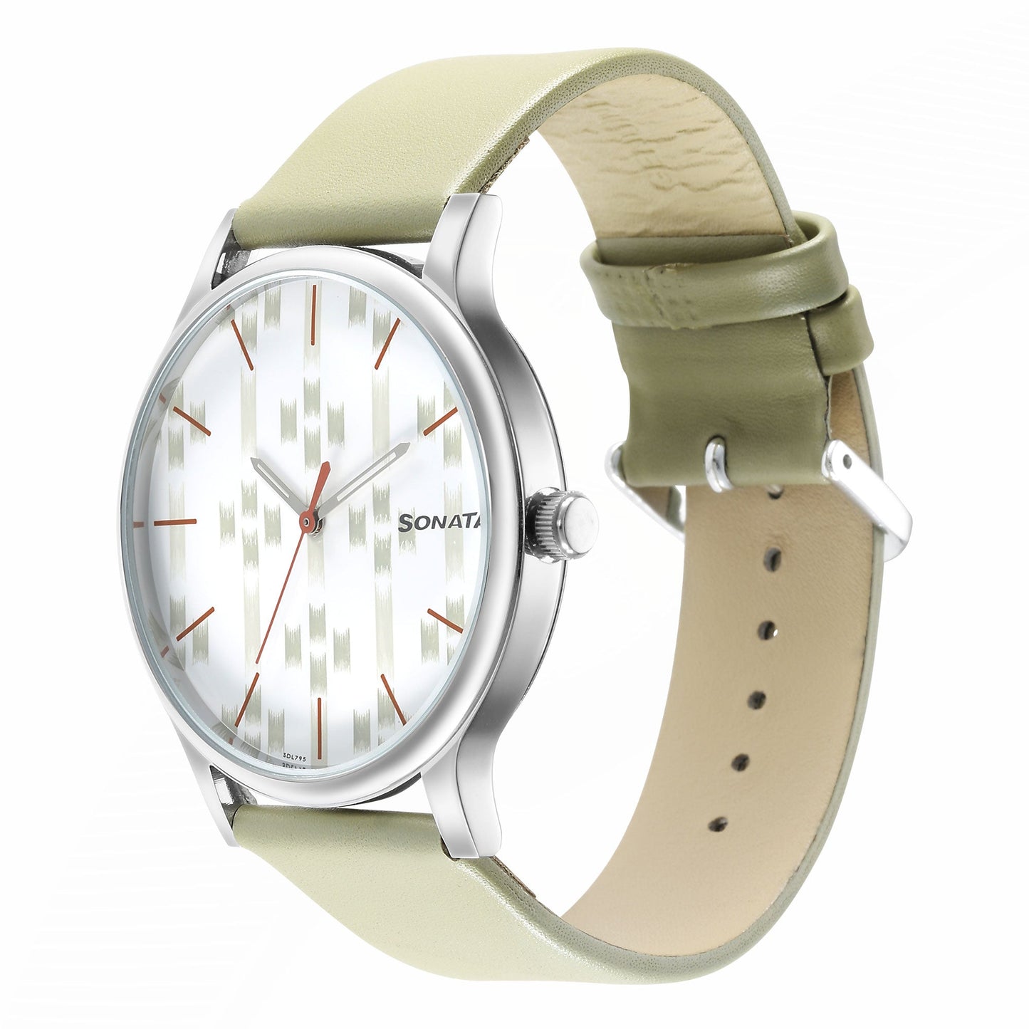 Knot White Dial Leather Strap Watch for Men