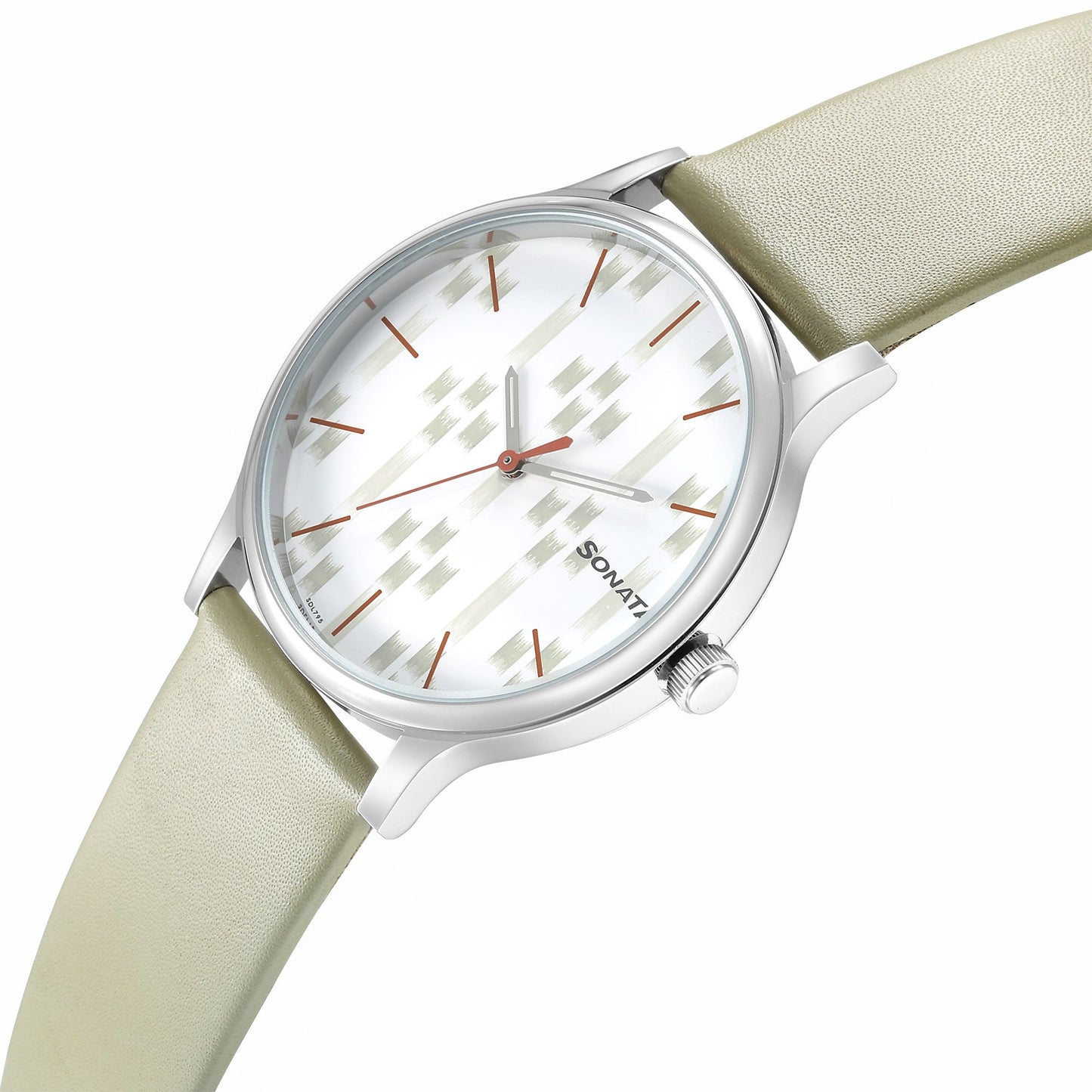 Knot White Dial Leather Strap Watch for Men