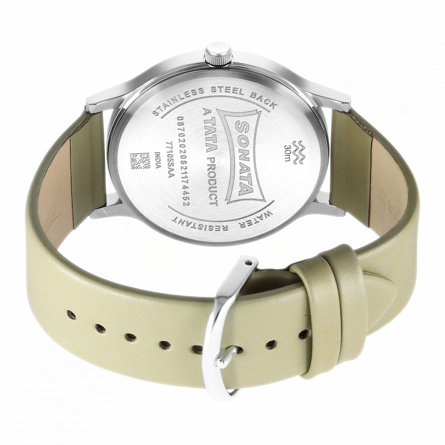 Knot White Dial Leather Strap Watch for Men