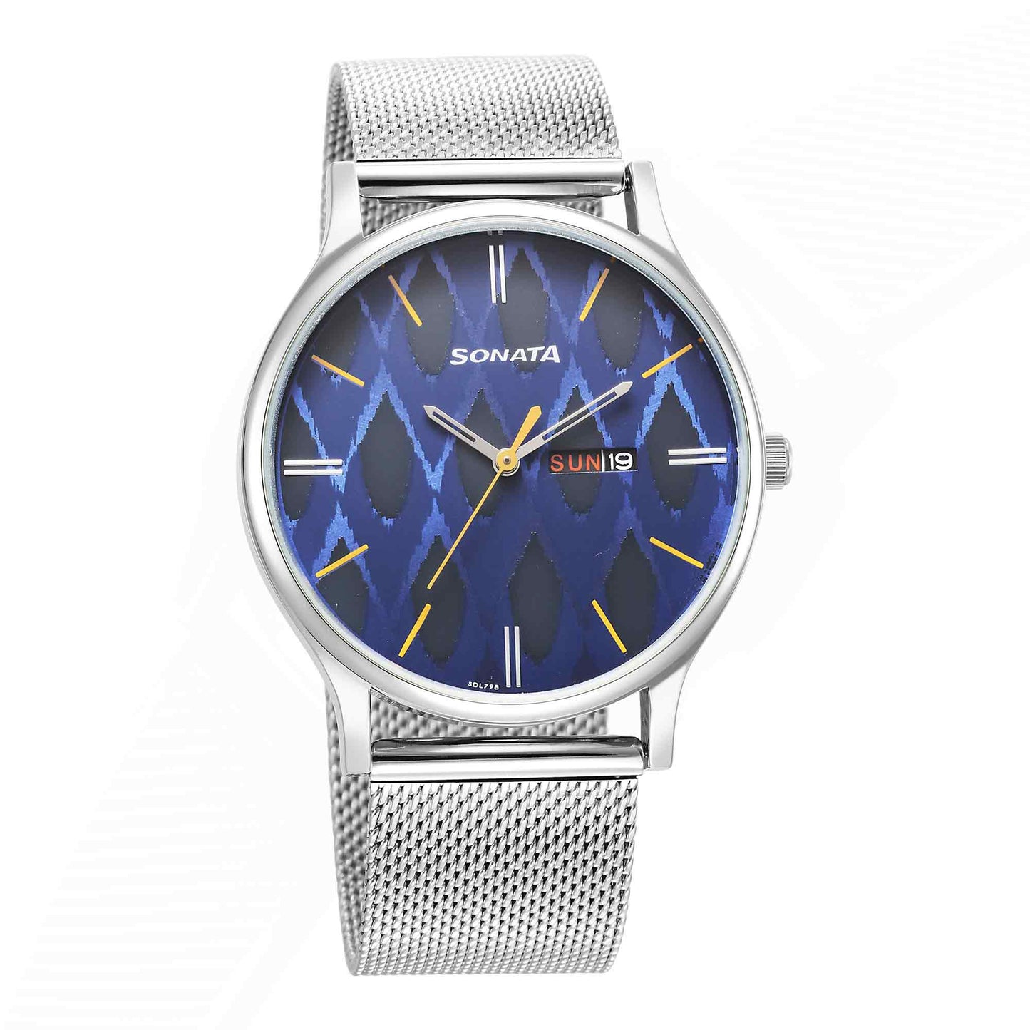 Knot Blue Dial Stainless Steel Strap Watch for Men