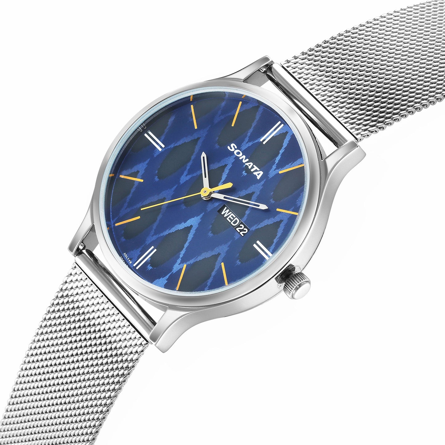 Knot Blue Dial Stainless Steel Strap Watch for Men