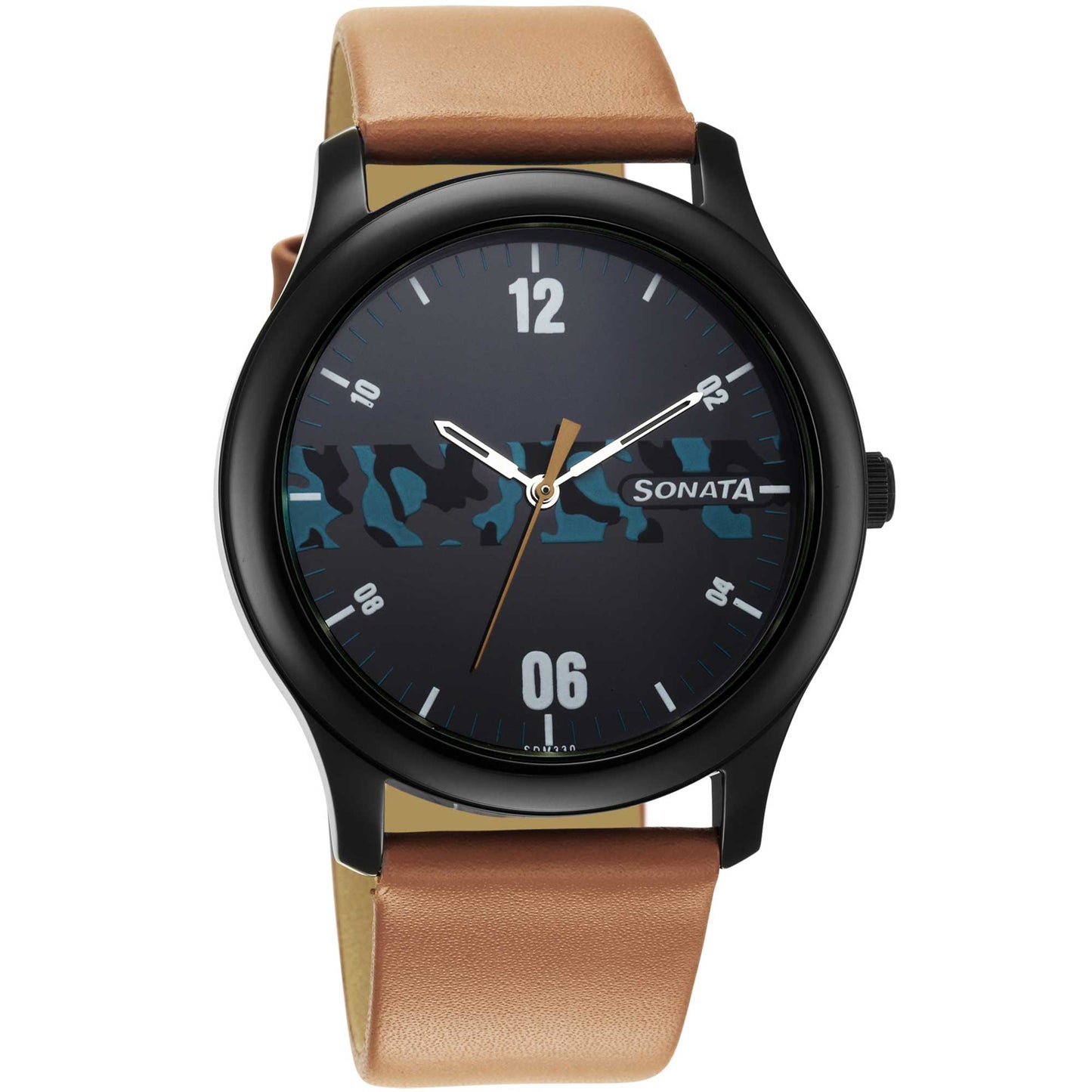 Sonata Quartz Analog Black Dial Leather Strap Watch for Men