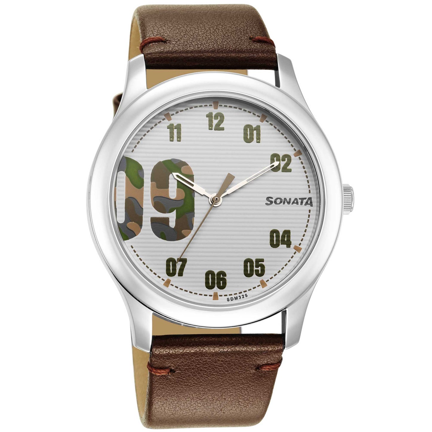 Sonata Quartz Analog White Dial Leather Strap Watch for Men