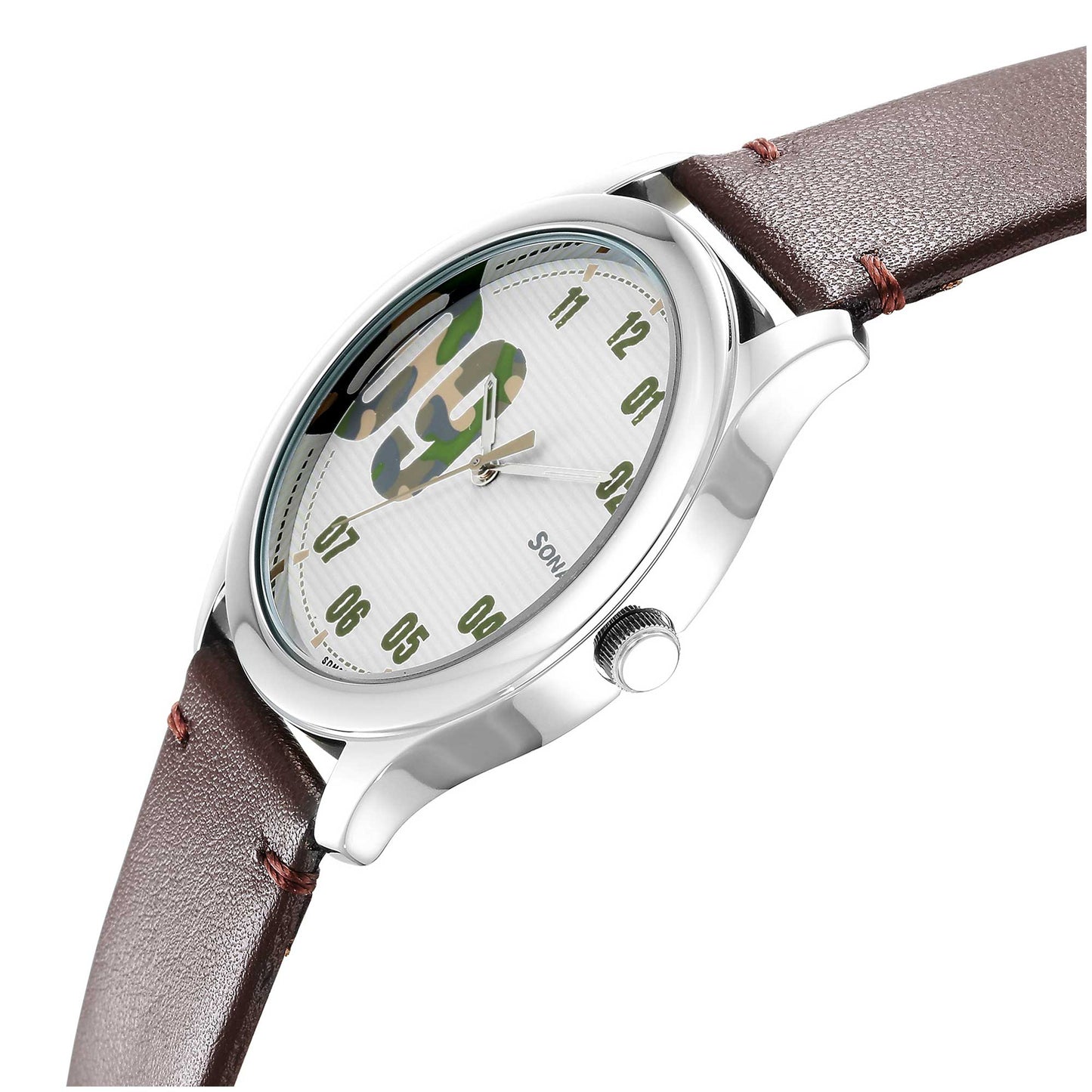 Sonata Quartz Analog White Dial Leather Strap Watch for Men