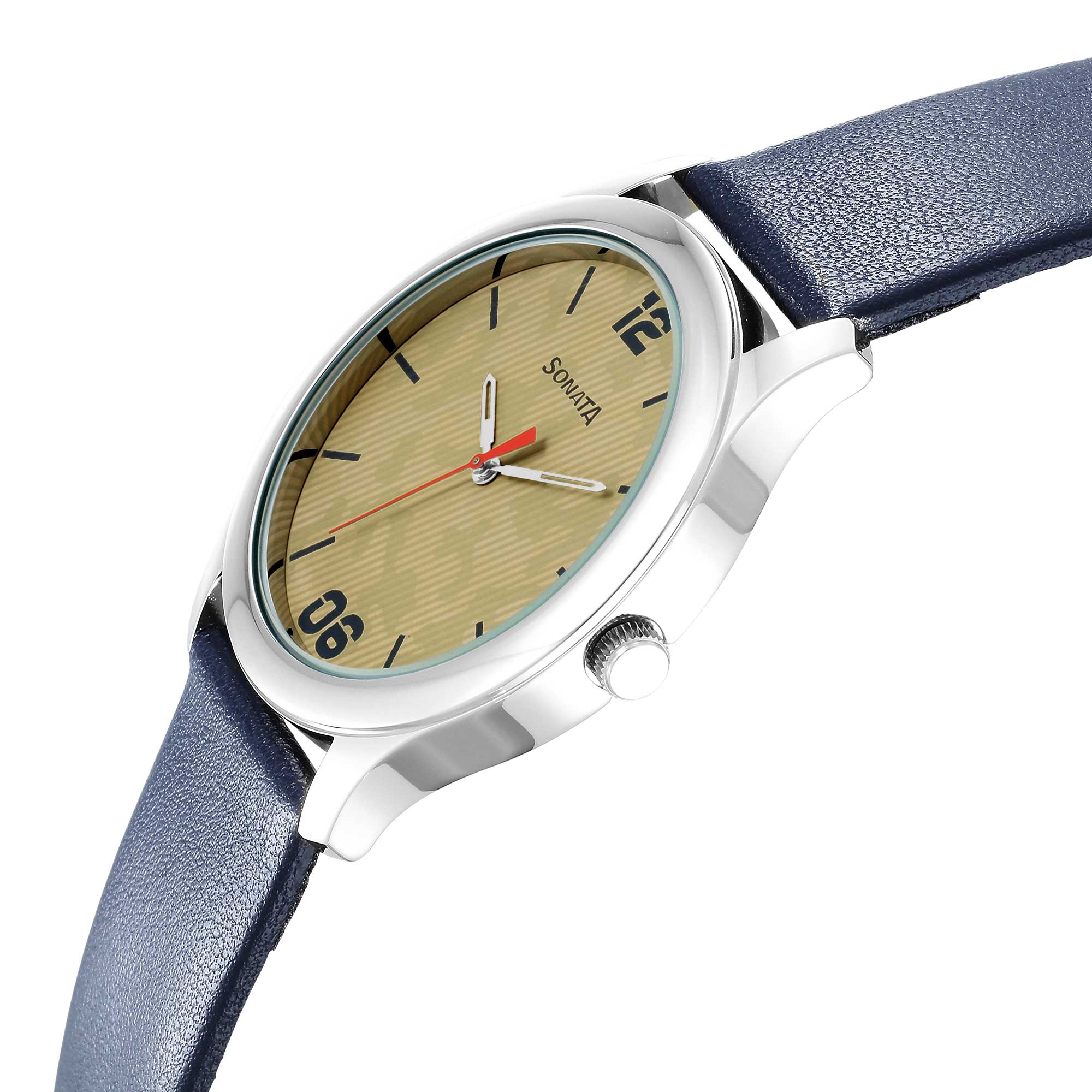 Sonata Quartz Analog Multicoloured Dial Leather Strap Watch for Men