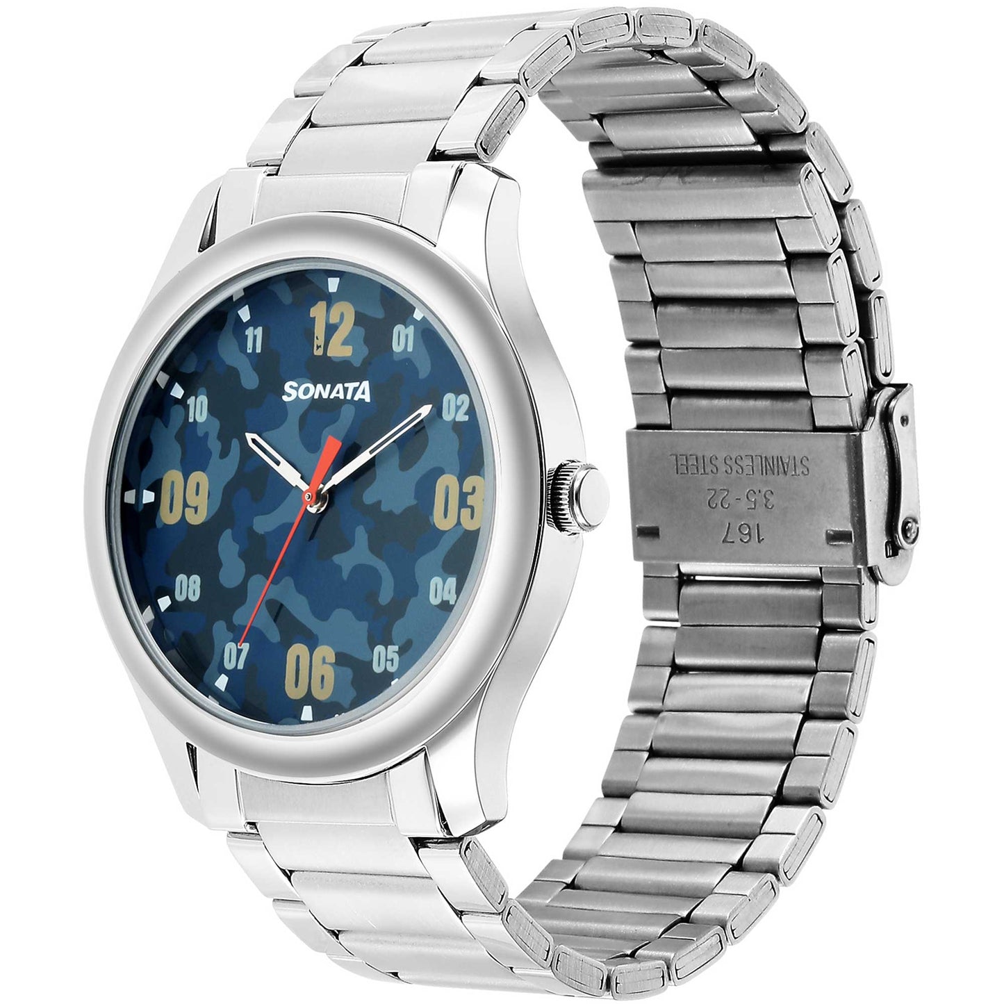 Sonata Quartz Analog Multicoloured Dial Stainless Steel Strap Watch for Men