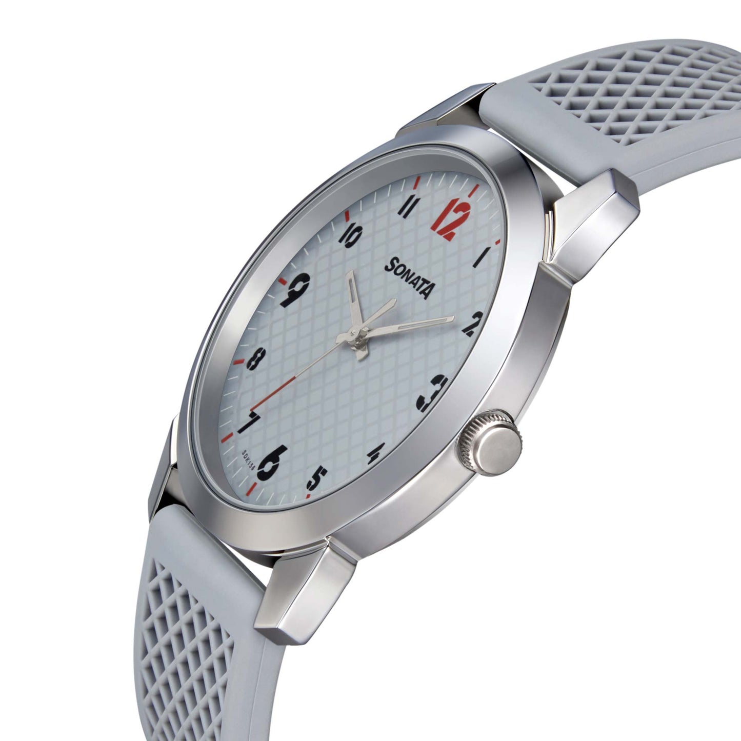 Sonata Quartz Analog Grey Dial TPU Strap Watch for Men