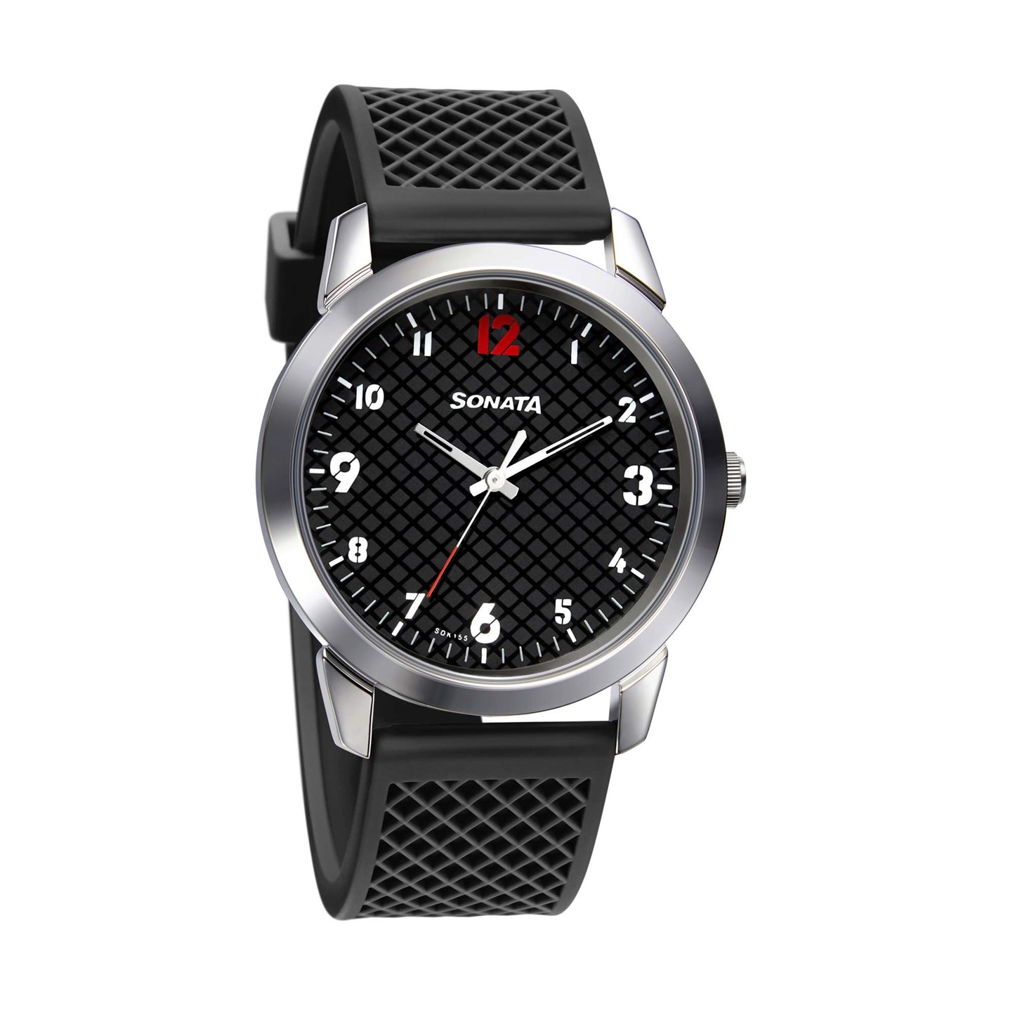 Sonata Quartz Analog Black Dial TPU Strap Watch for Men