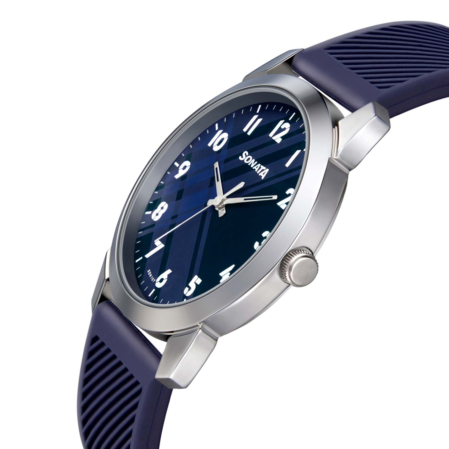 Sonata Quartz Analog Blue Dial TPU Strap Watch for Men