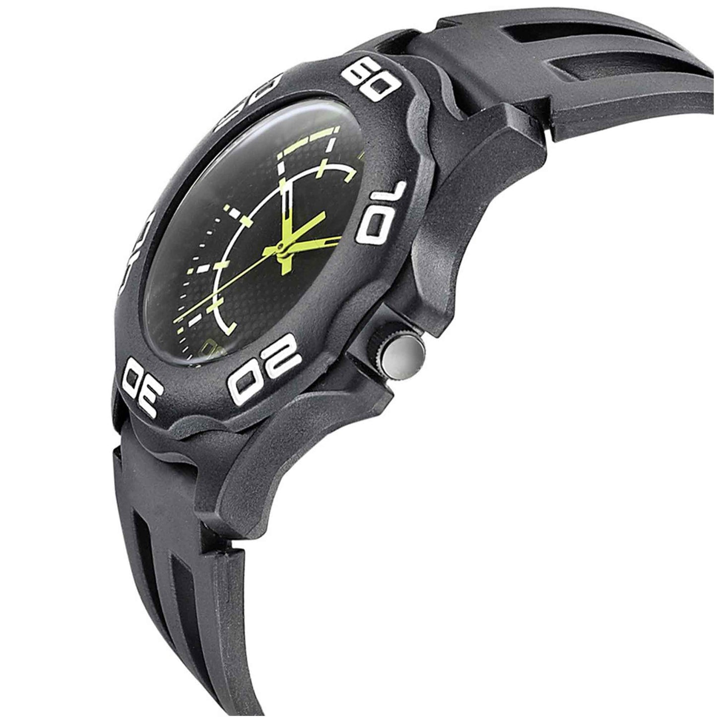 SF Quartz Analog Black Dial PU Strap Watch for Men