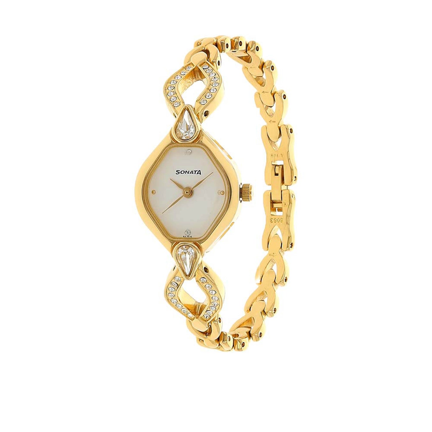 Sonata Quartz Analog White Dial Metal Strap Watch for Women