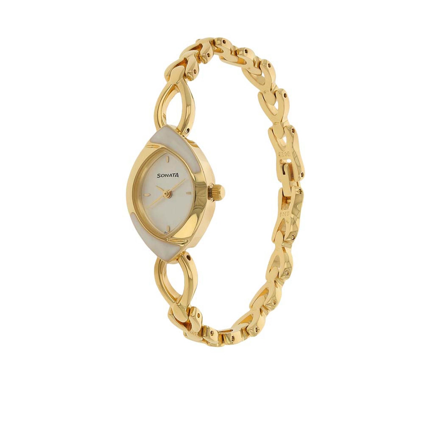Sonata Quartz Analog White Dial Metal Strap Watch for Women
