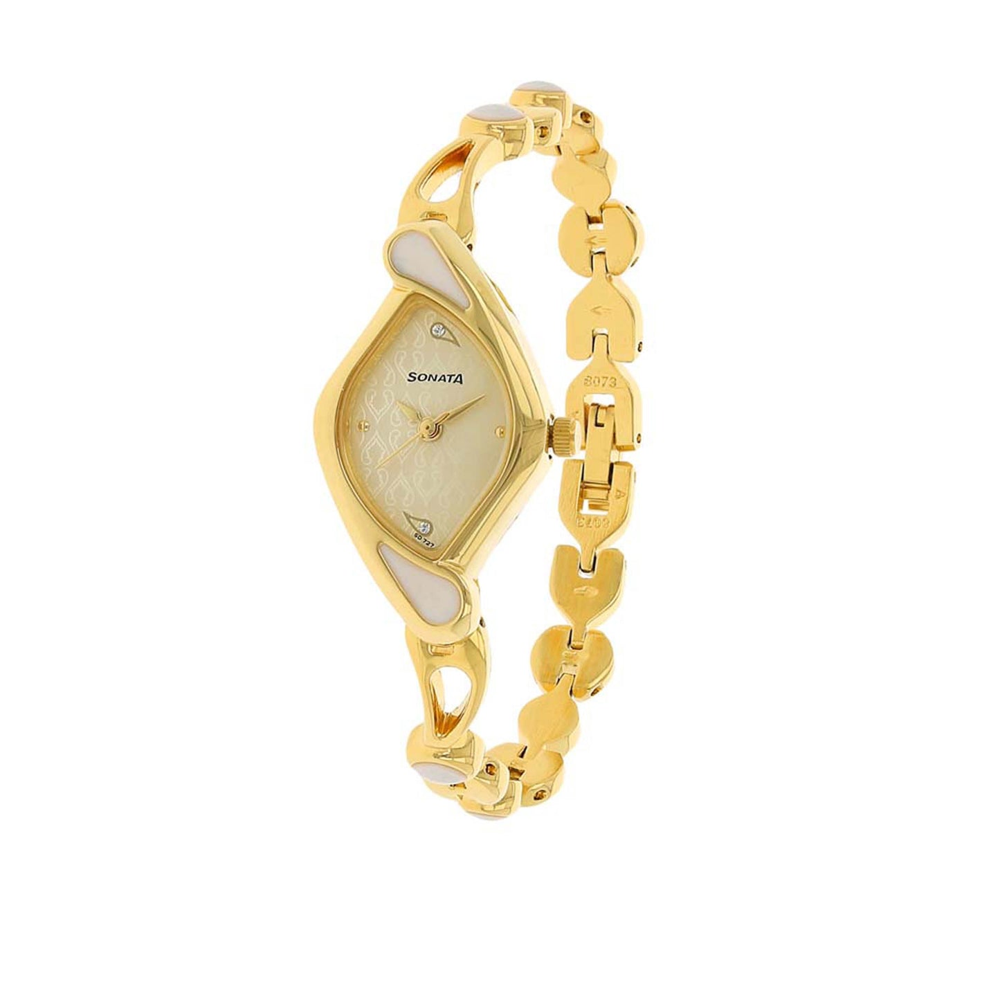 Sonata Quartz Analog Champagne Dial Metal Strap Watch for Women