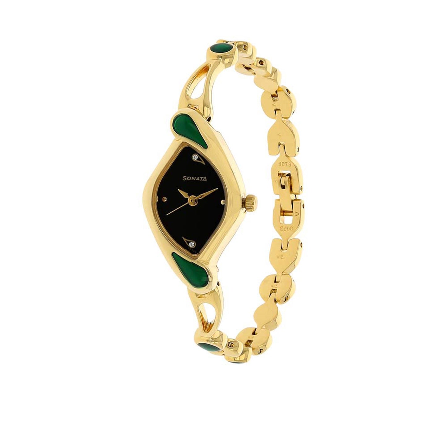 Sonata Quartz Analog Black Dial Metal Strap Watch for Women
