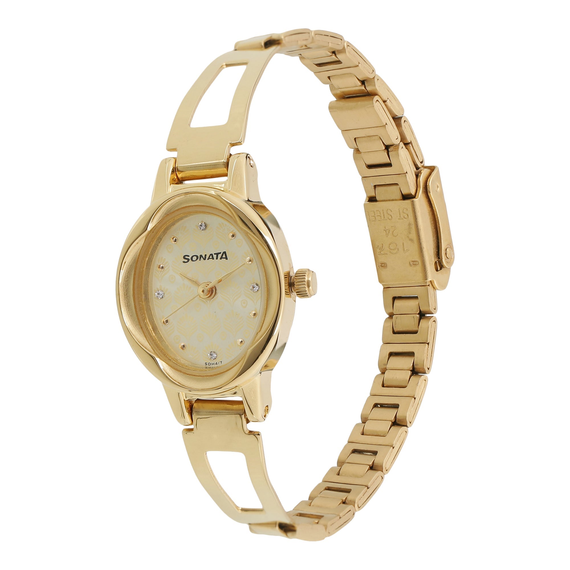 Sonata Pankh Champagne Dial Women Watch With Stainless Steel Strap