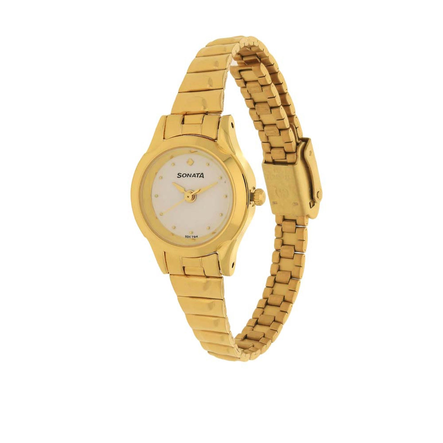 Sonata Quartz Analog White Dial Stainless Steel Strap Watch for Women