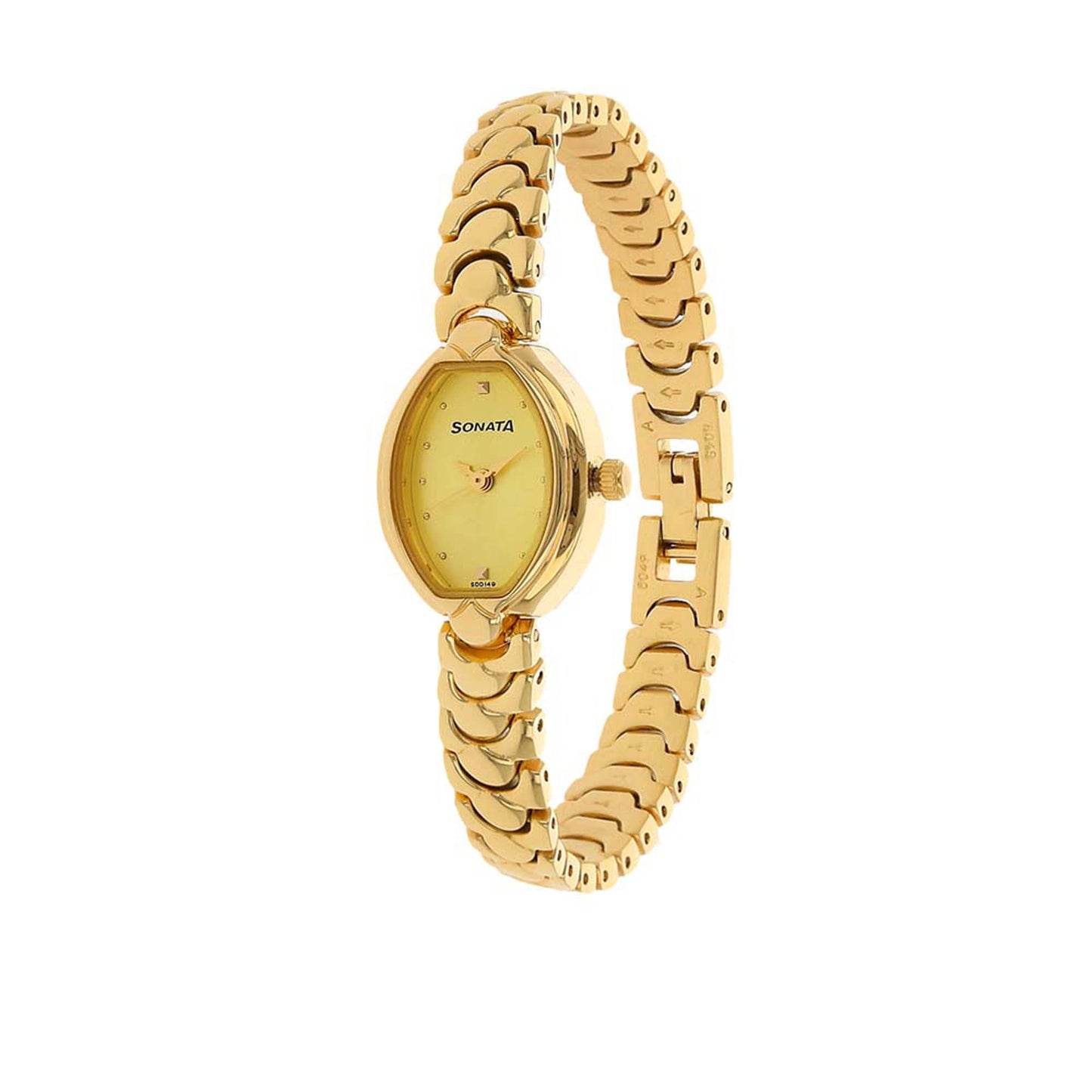 Sonata Quartz Analog Champagne Dial Metal Strap Watch for Women