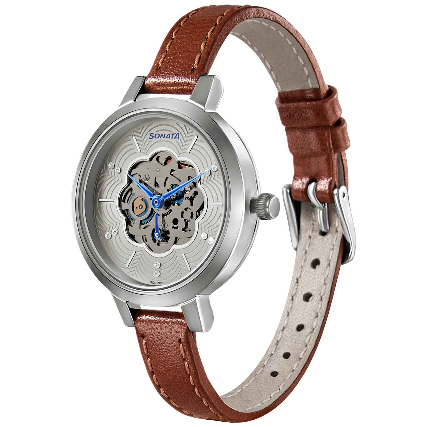 Sonata Unveil Quartz Multifunction Leather Strap Watch for Women