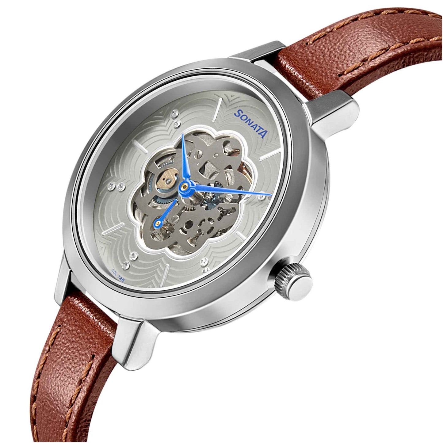 Sonata Unveil Quartz Multifunction Leather Strap Watch for Women