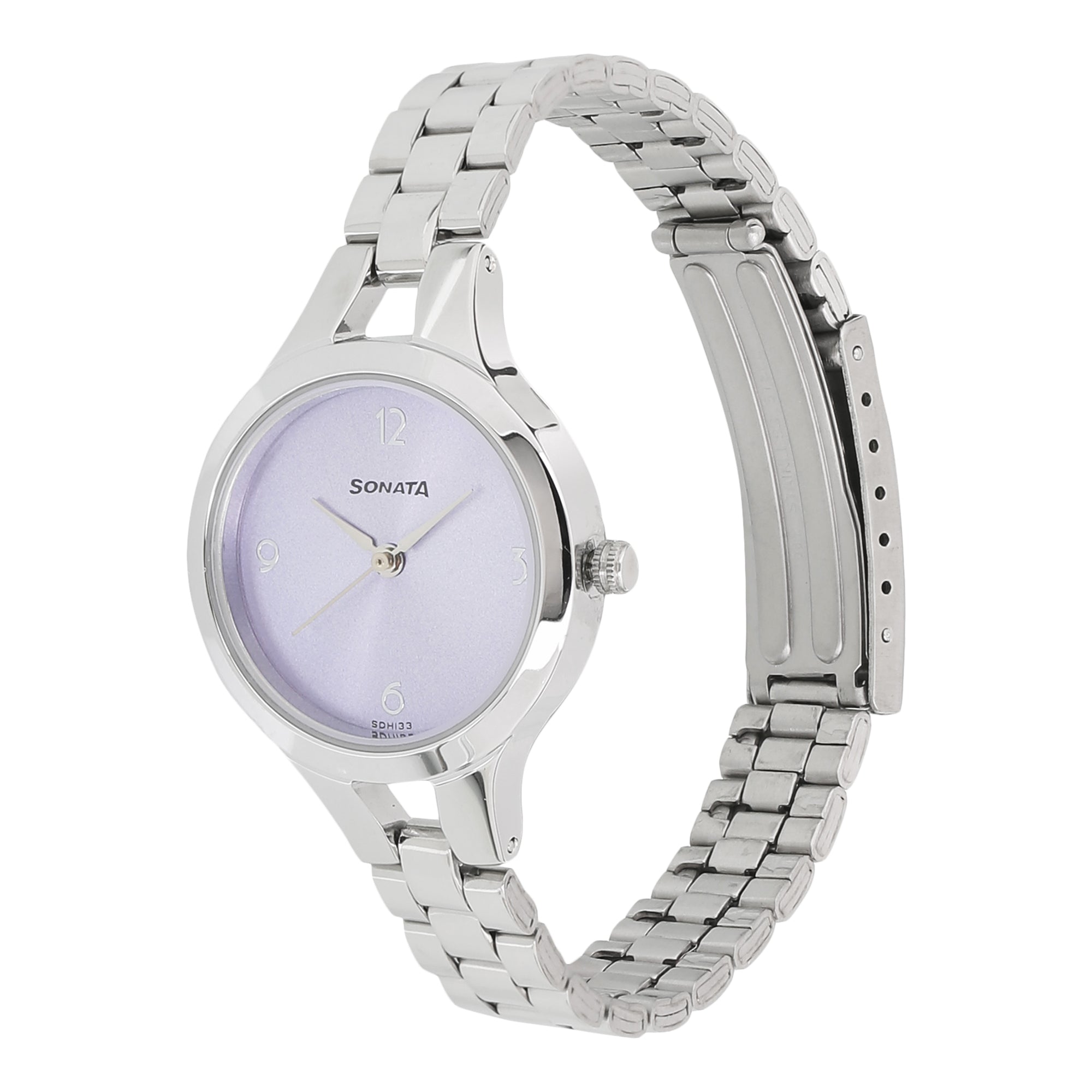 Sonata Steel Daisies Purple Dial Women Watch With Stainless Steel Strap