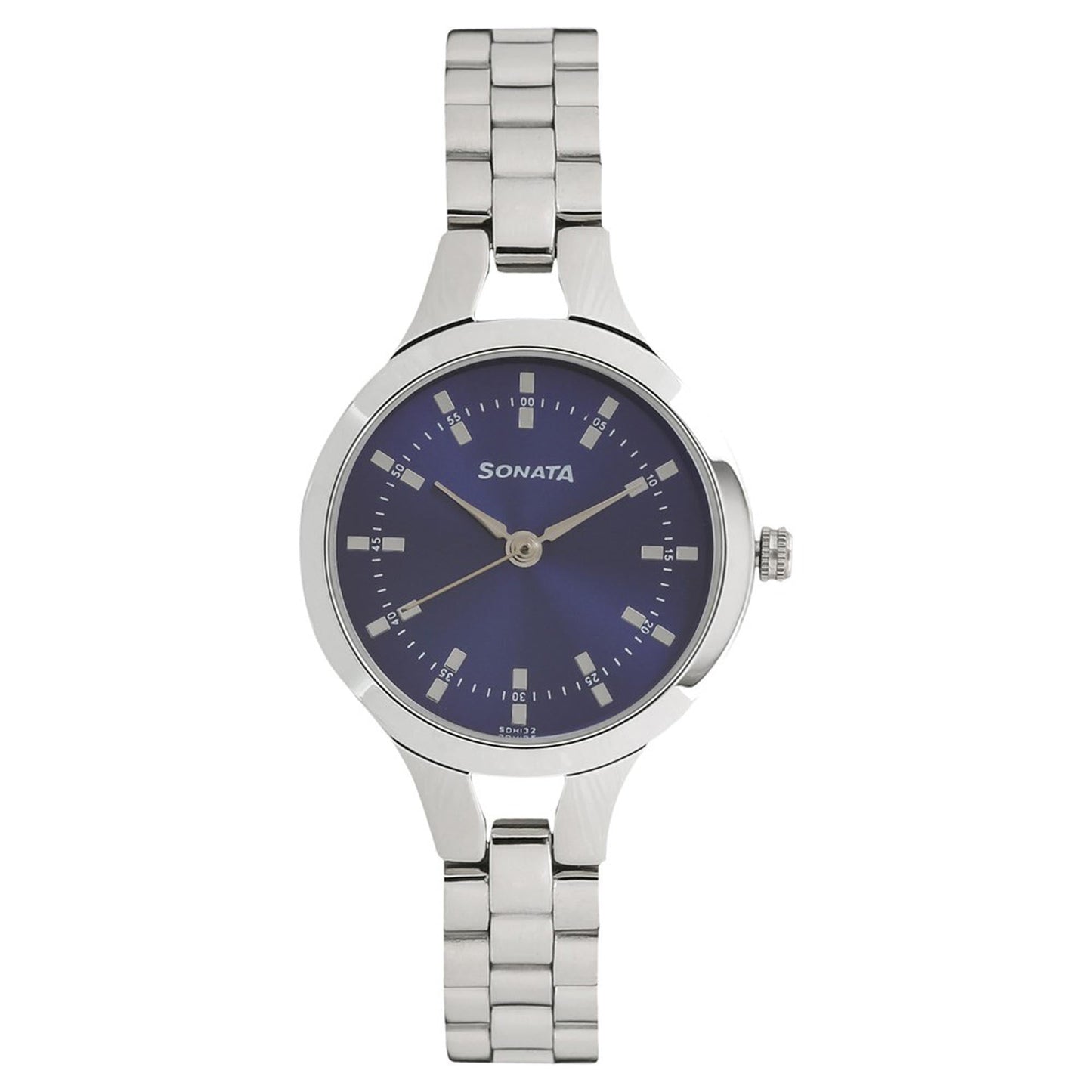 Sonata Steel Daisies Blue Dial Women Watch With Stainless Steel Strap