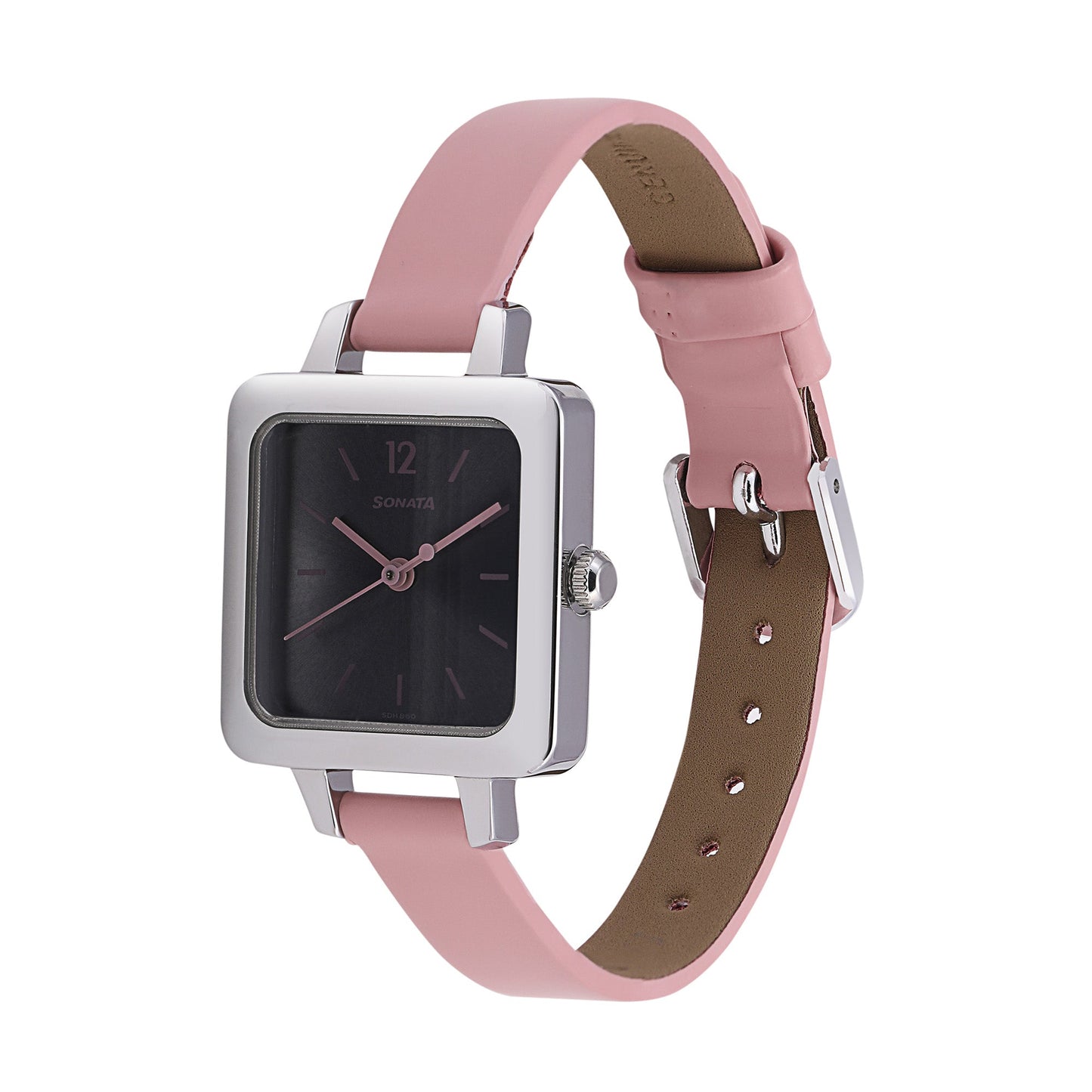 Sonata Splash Grey Dial Women Watch With Leather Strap
