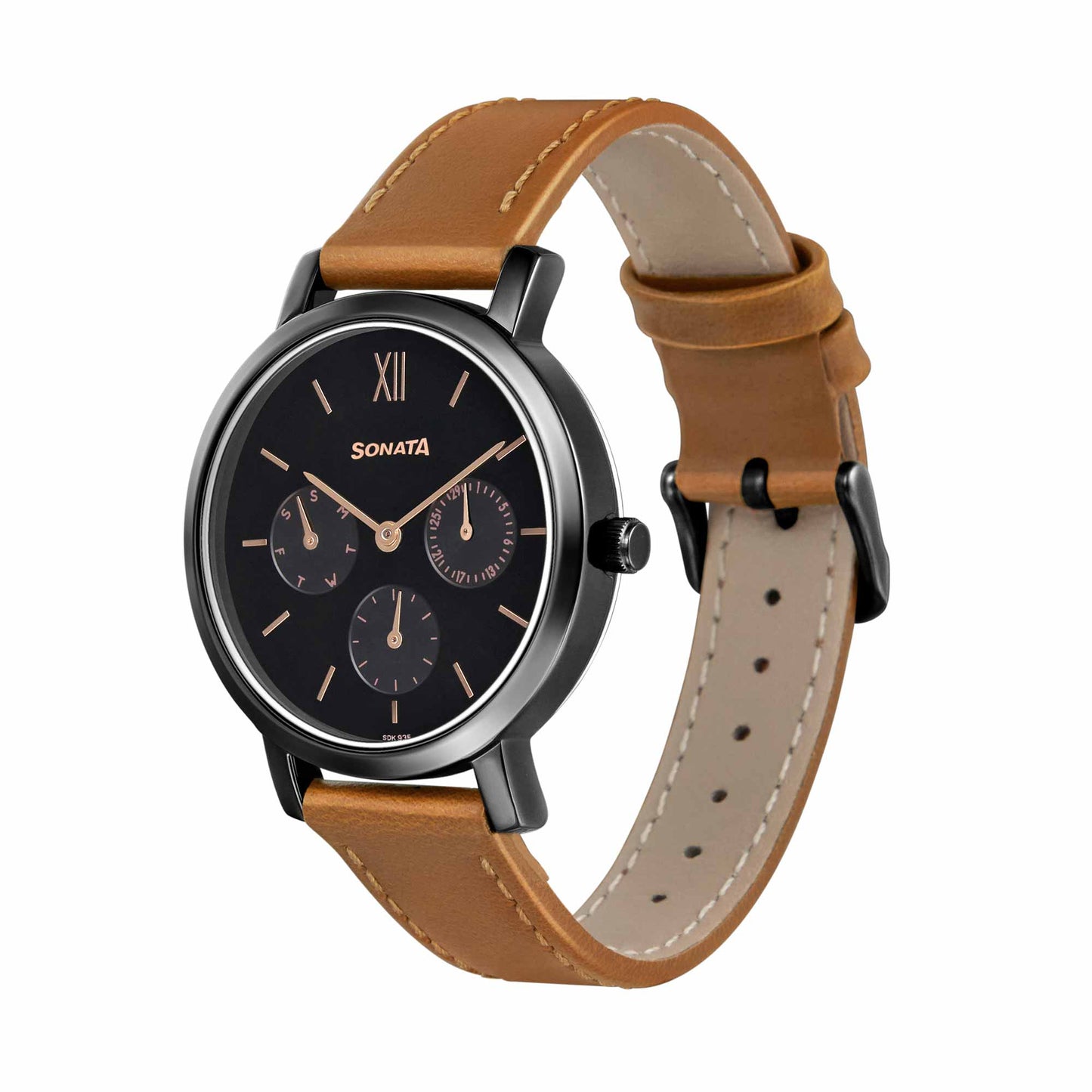 Sonata Multifunctions Blue Dial Women Watch With Leather Strap