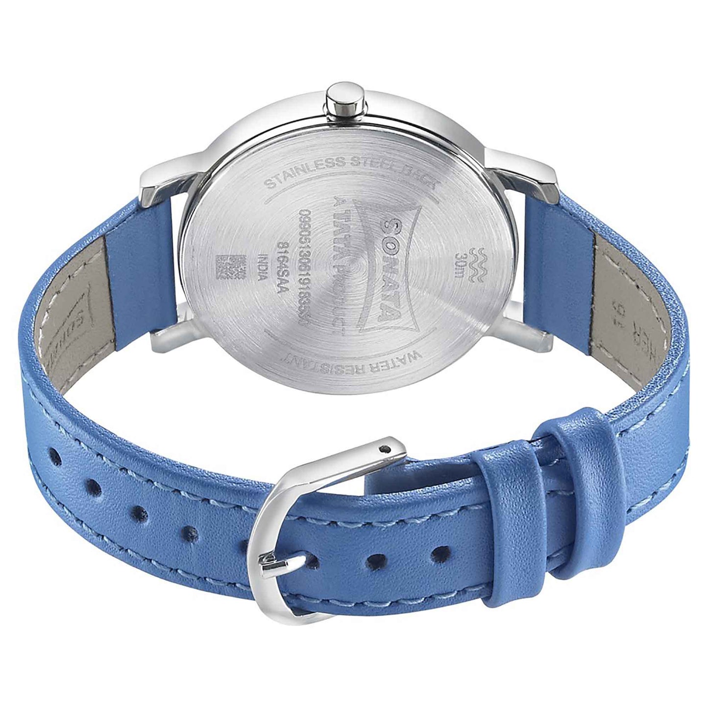 Sonata Play Silver Dial Women Watch With Leather Strap