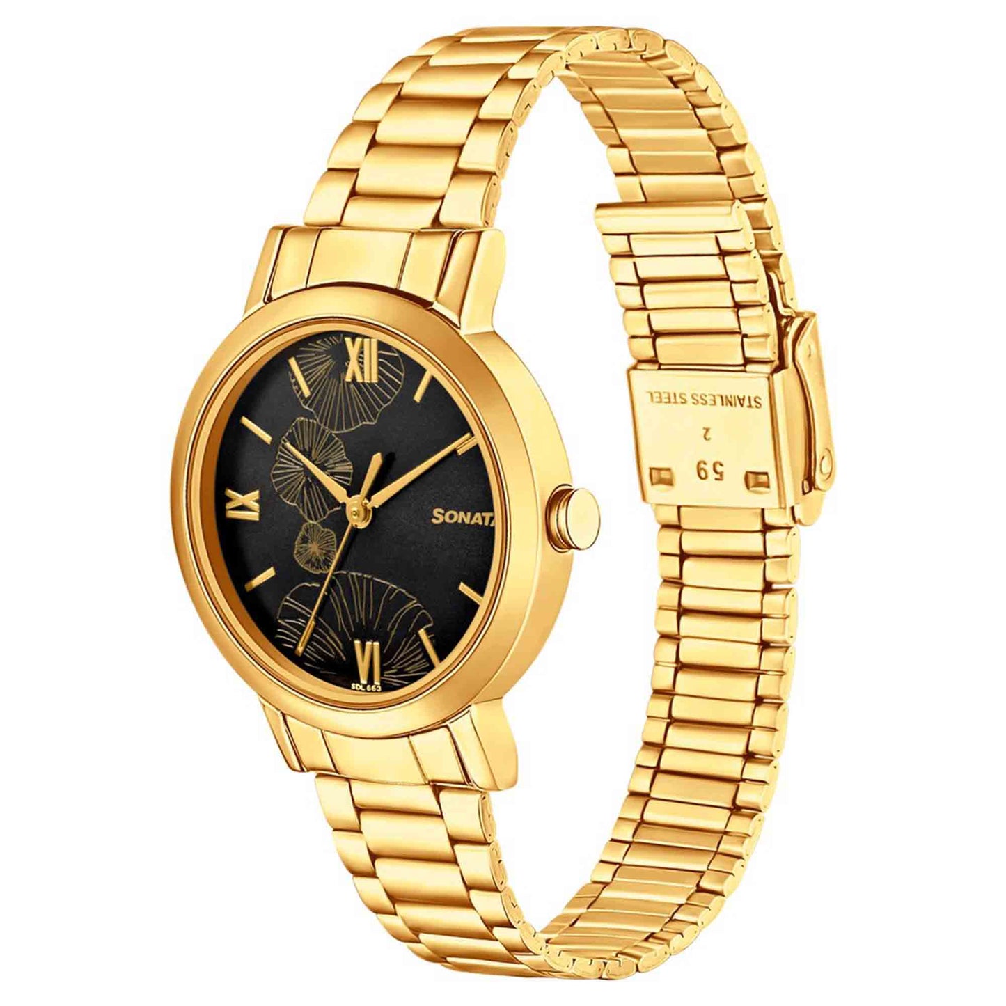 Sonata Linnea Grey Dial Women Watch With Stainless Steel Strap