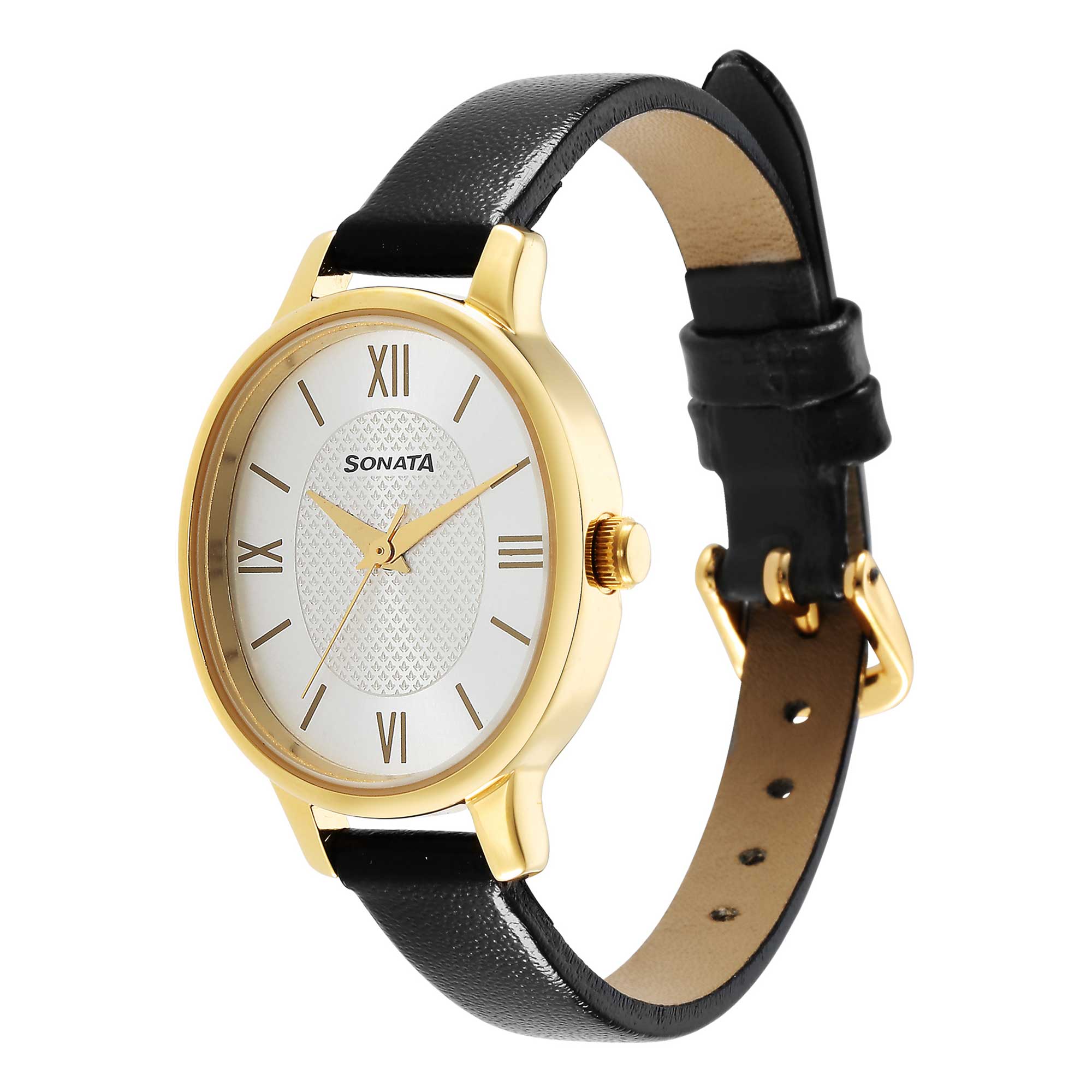 Classic Gold Silver Dial Metal Strap Watch for Women