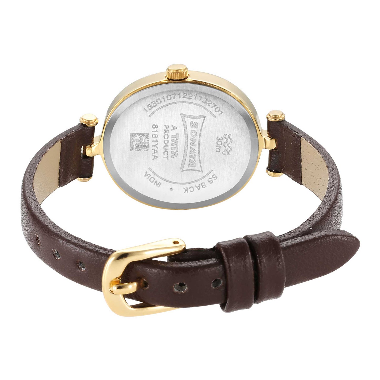 Classic Gold Brown Dial Metal Strap Watch for Women