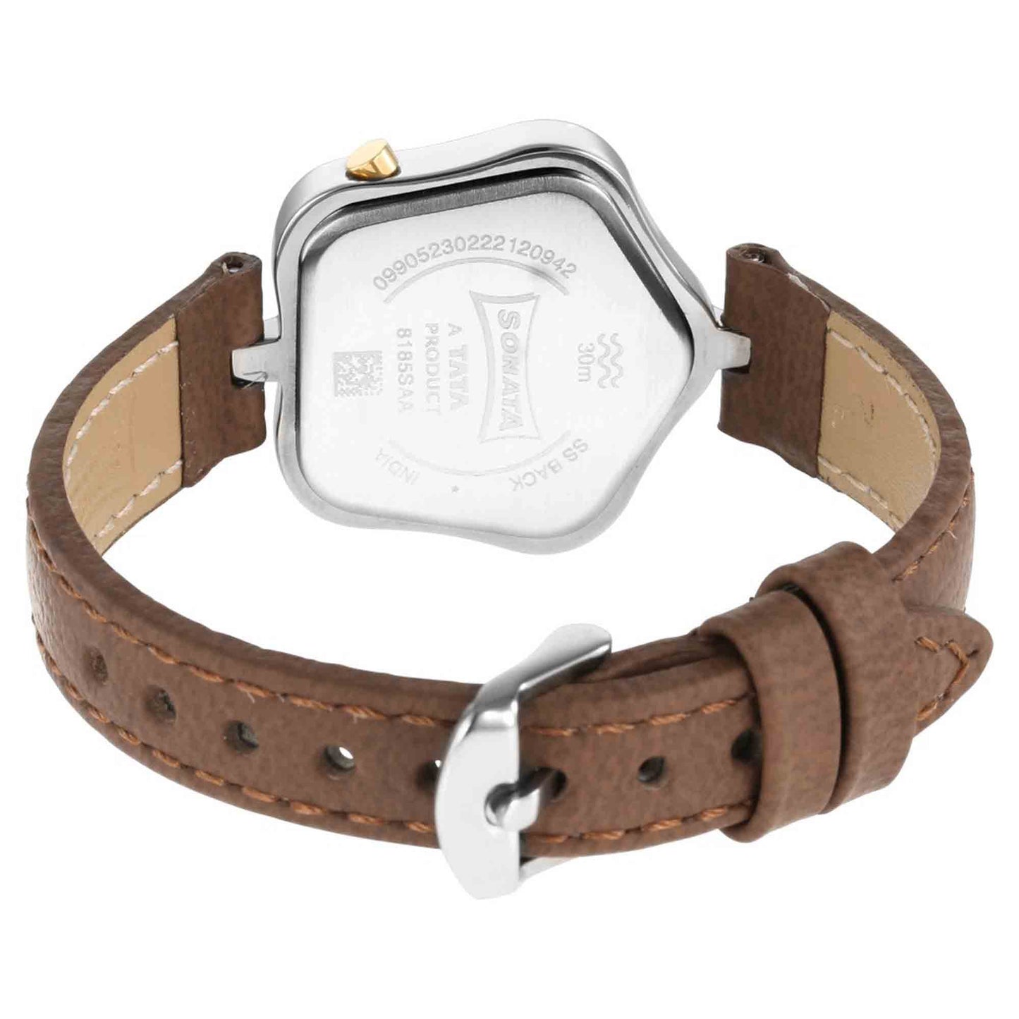 Utsav Beige Dial Beige Leather Strap Watch for Women