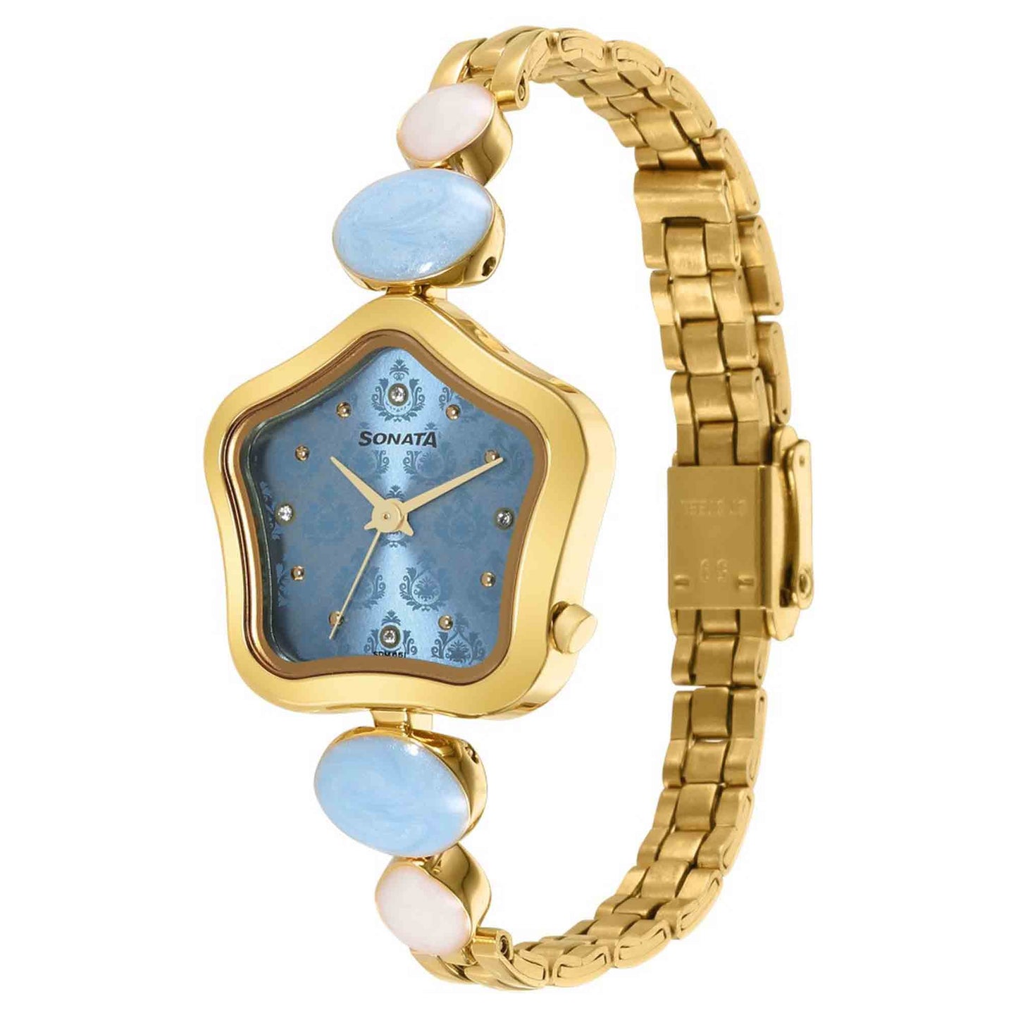 Utsav Blue Dial Yellow Bi Metal Strap Watch for Women