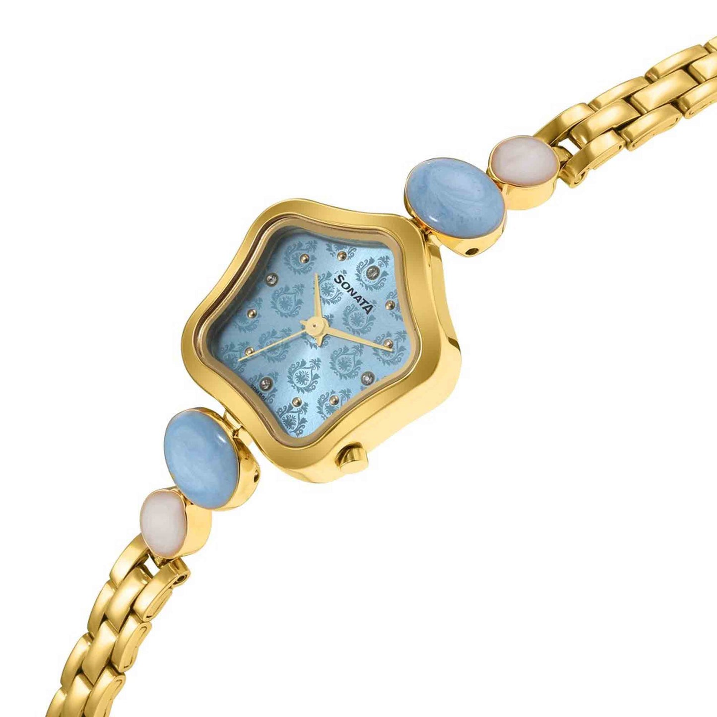 Utsav Blue Dial Yellow Bi Metal Strap Watch for Women