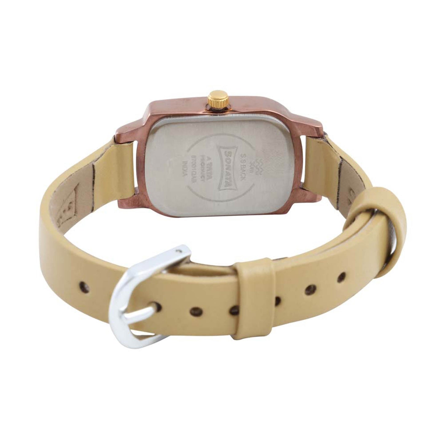 Sonata Quartz Analog Pink Dial Leather Strap Watch for Women