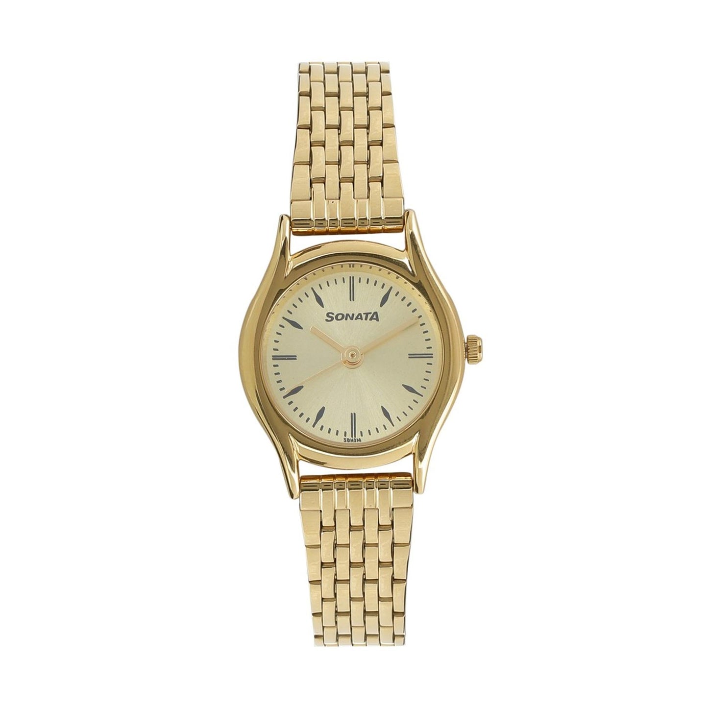 Sonata Essentials Champagne Dial Women Watch With Stainless Steel Strap